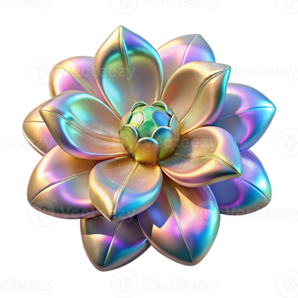 elegant contemporary Holographic Flower Transparent for Floral Design authentic png