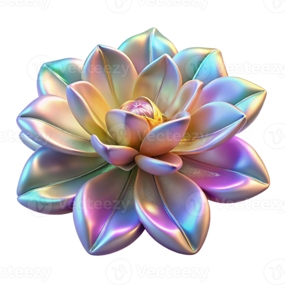 elegant artistic Holographic Flower Transparent for Floral Design high resolution png