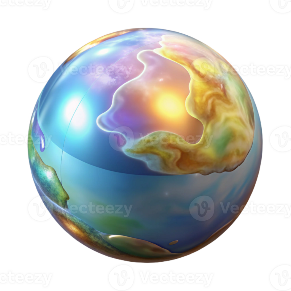 beautiful minimalist Holographic Planet Earth Transparent for Space Design high resolution png