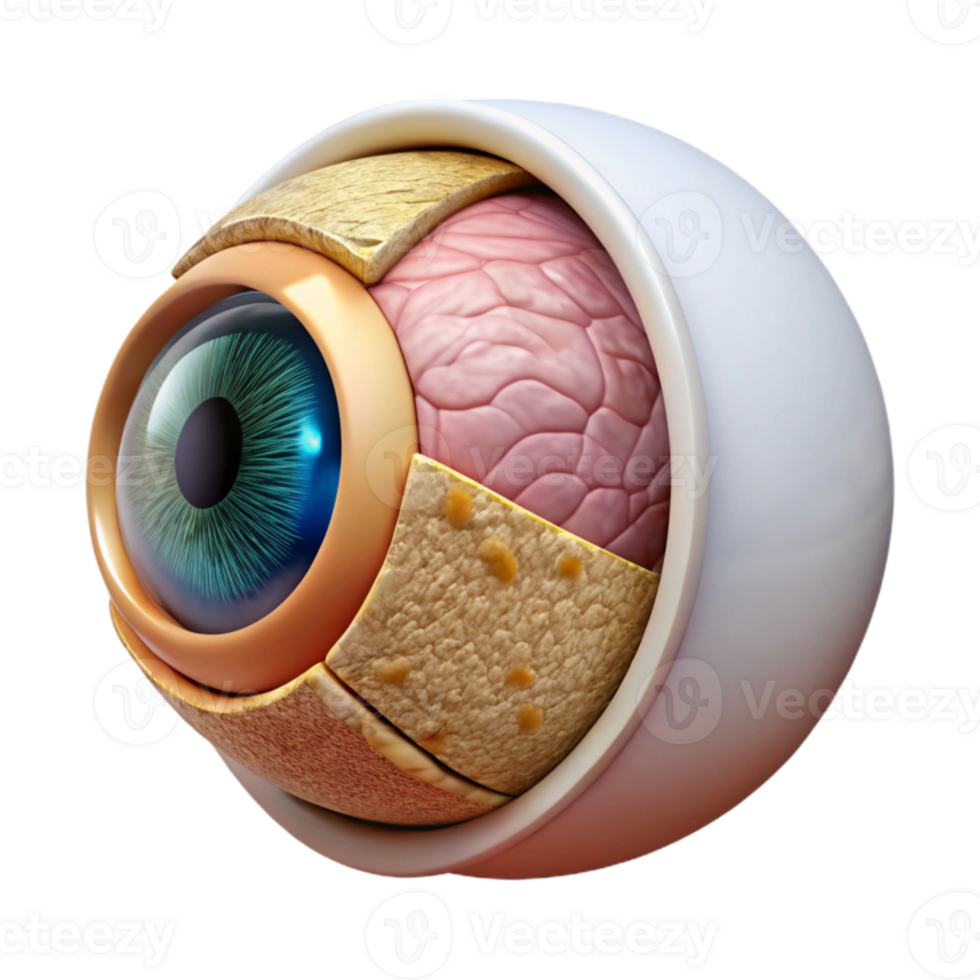 dramatic abstract Human Eye Parts Labeled Diagram Isolated Ophthalmology Illustration premium png