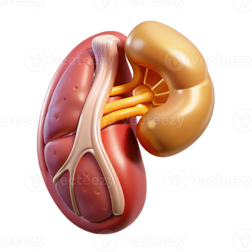 serene creative Human Kidney Anatomy Labeled Isolated Urology Reference premium png