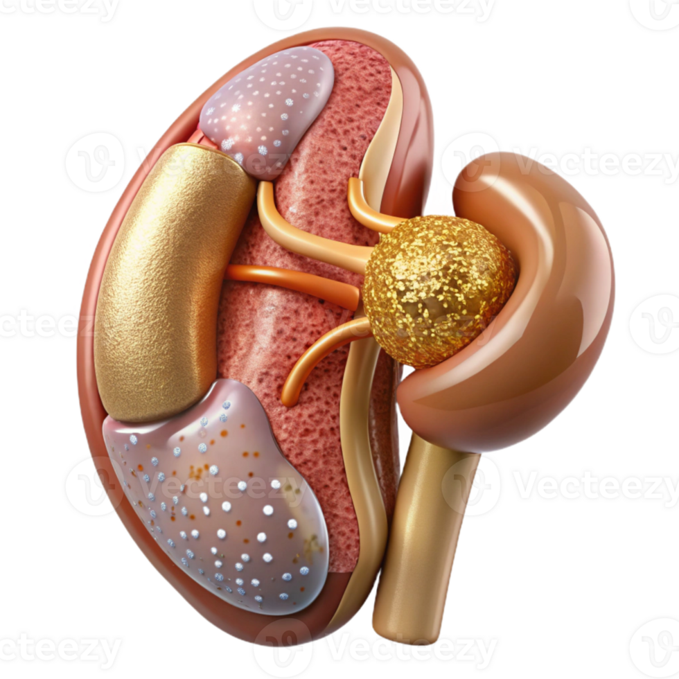 vibrant modern Human Kidney Anatomy Detailed Transparent Urology Illustration high resolution png