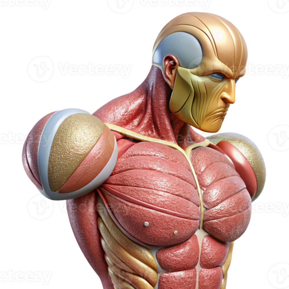 vibrant vintage Human Muscle Anatomy Labeled Isolated Fitness Guide genuine png