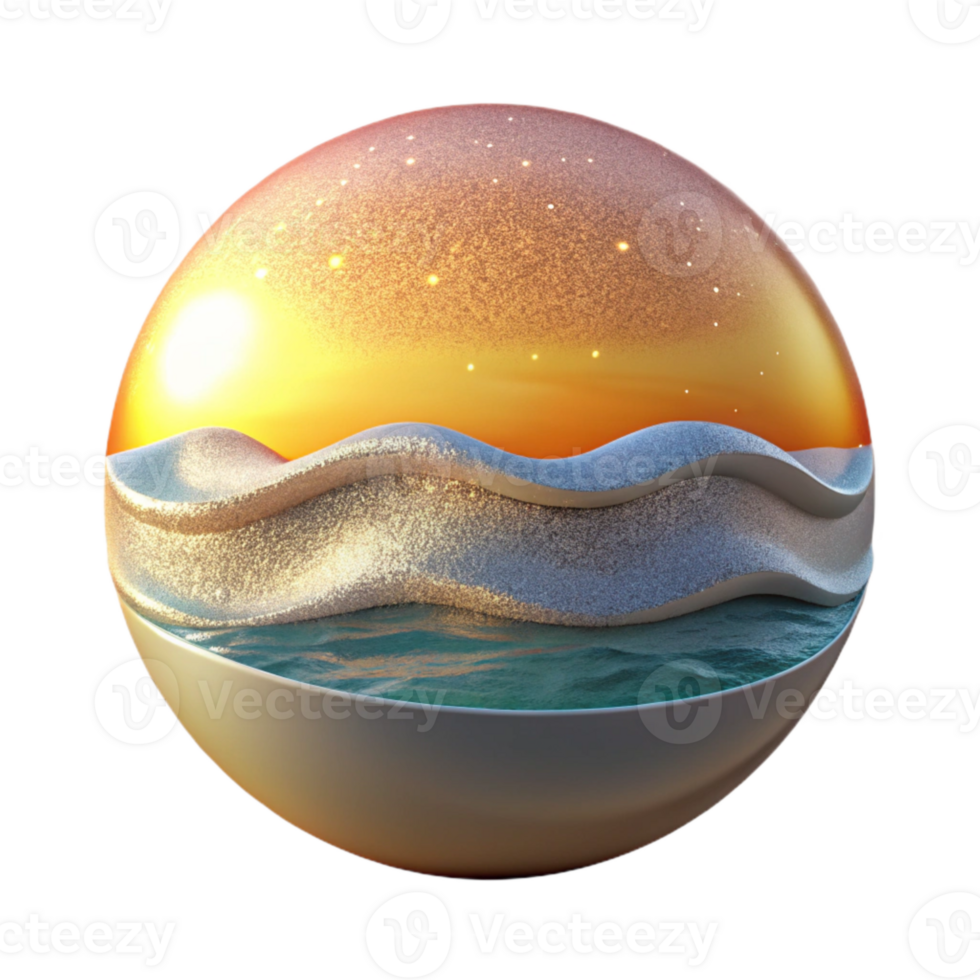 elegant creative Isolated Summer Sunset Ocean View for Travel Blogs detailed png