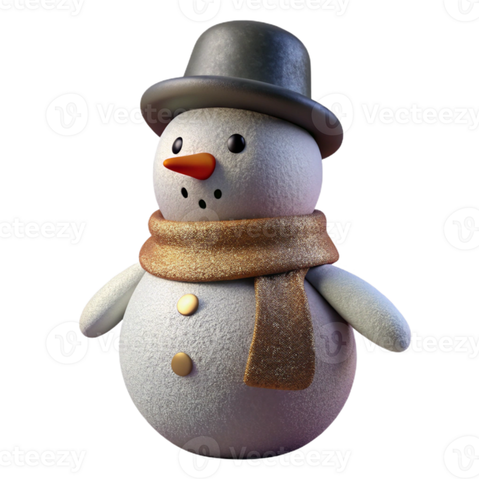 vibrant traditional Isolated Winter Snowman with Scarf for Holiday Greetings original png