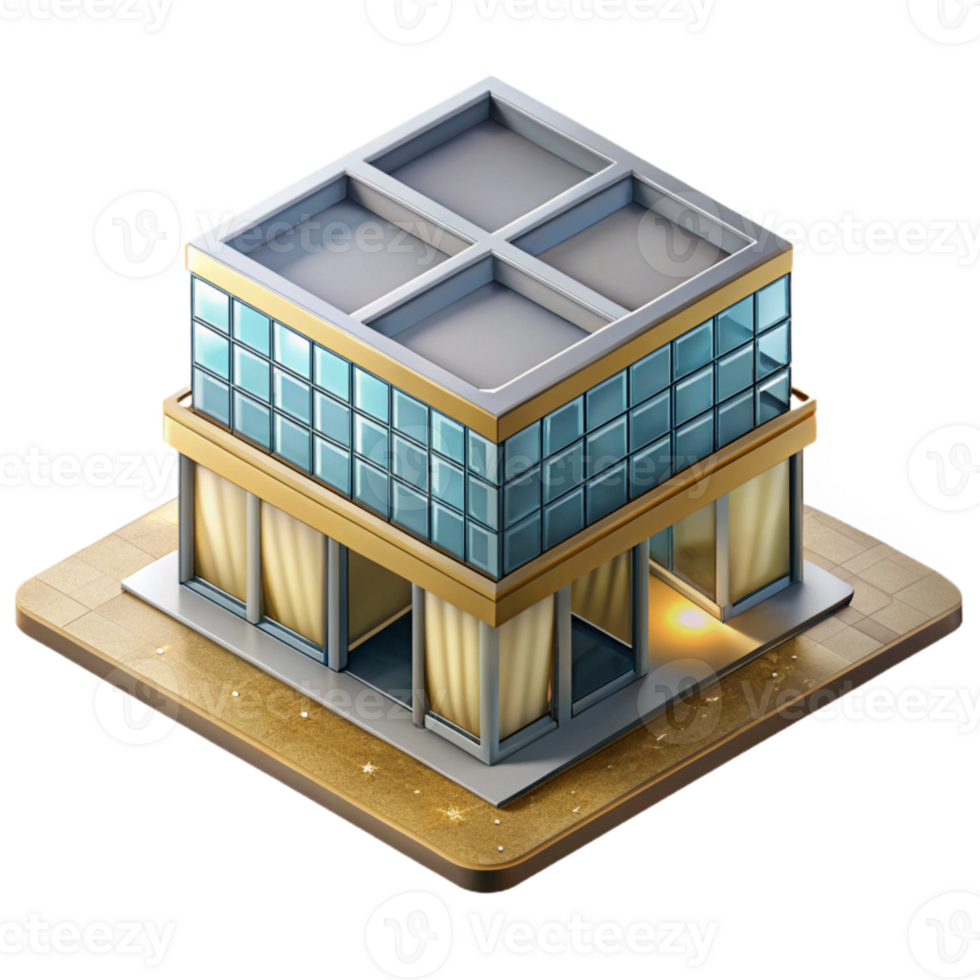 dramatic minimalist Isometric View Building Office Modern Transparent exclusive png
