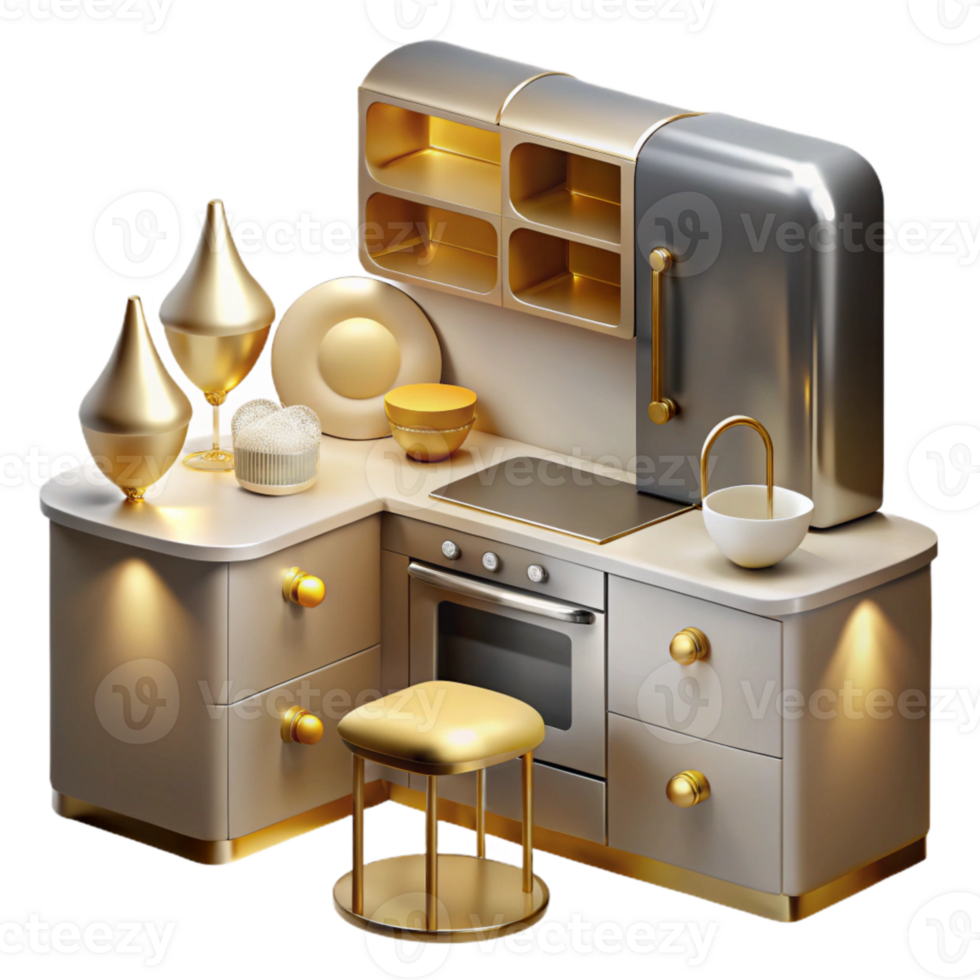 vibrant vintage Kitchen Furniture Silhouette Icons Isolated for Interior Design Blogs authentic png
