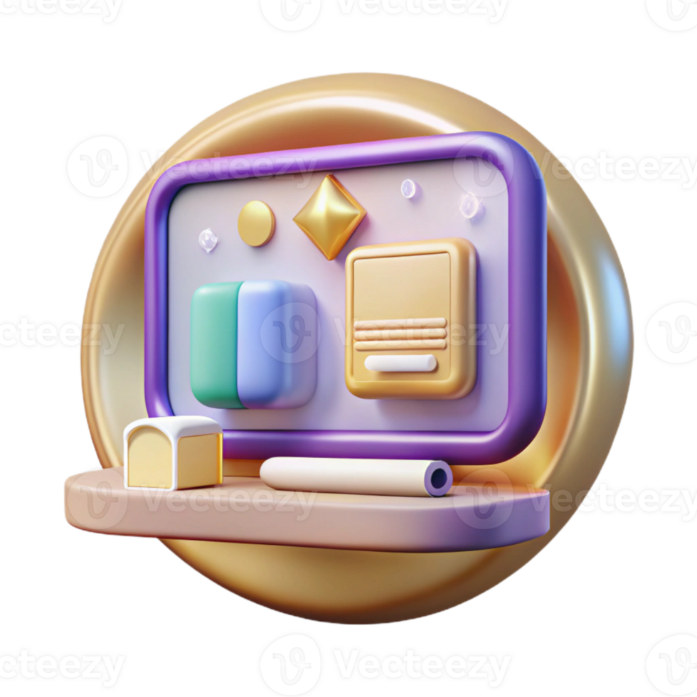 elegant artistic Laptop Icon Online Learning Isolated for Digital Education original png