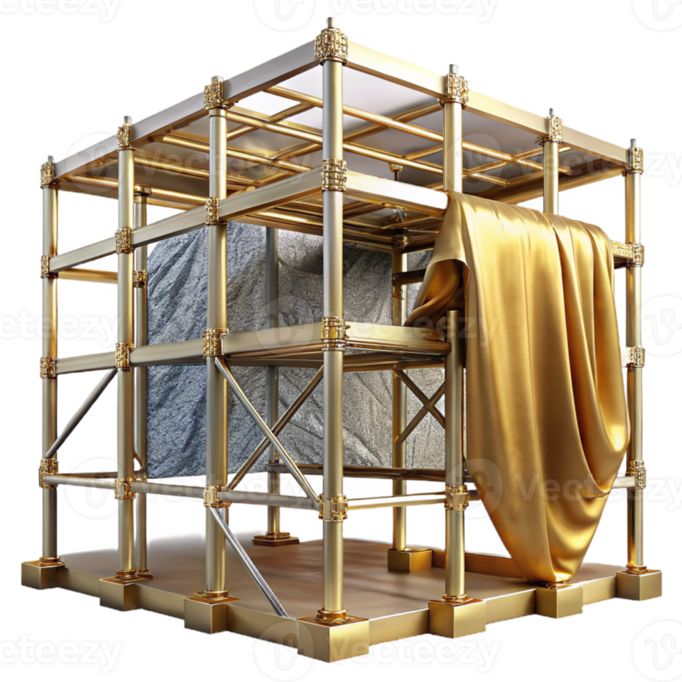 dramatic traditional gold Scaffolding Frame Construction Site Isolated Building Project genuine png