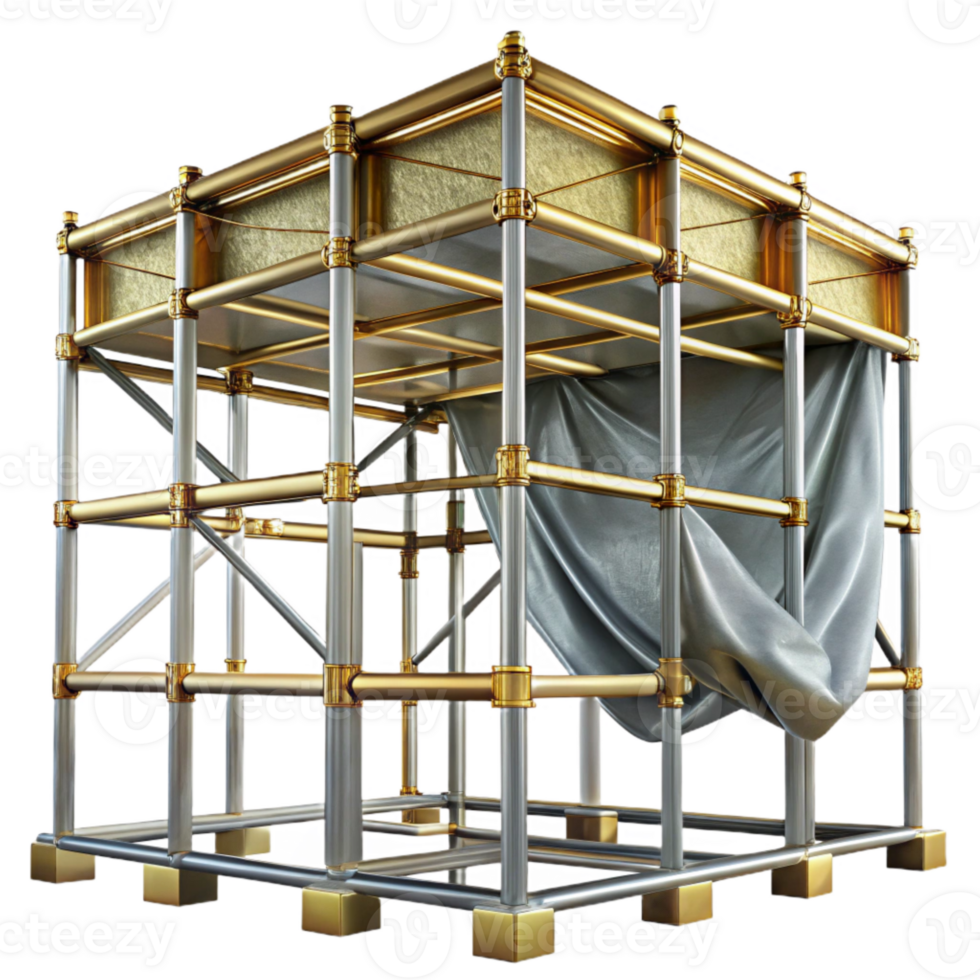 extraordinary classic gold Scaffolding Structure Framework Isolated Building Site authentic png