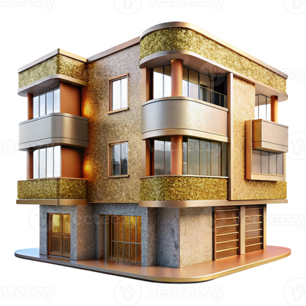 impressive classic Modern Apartment Building Exterior Facade Cutout professional png