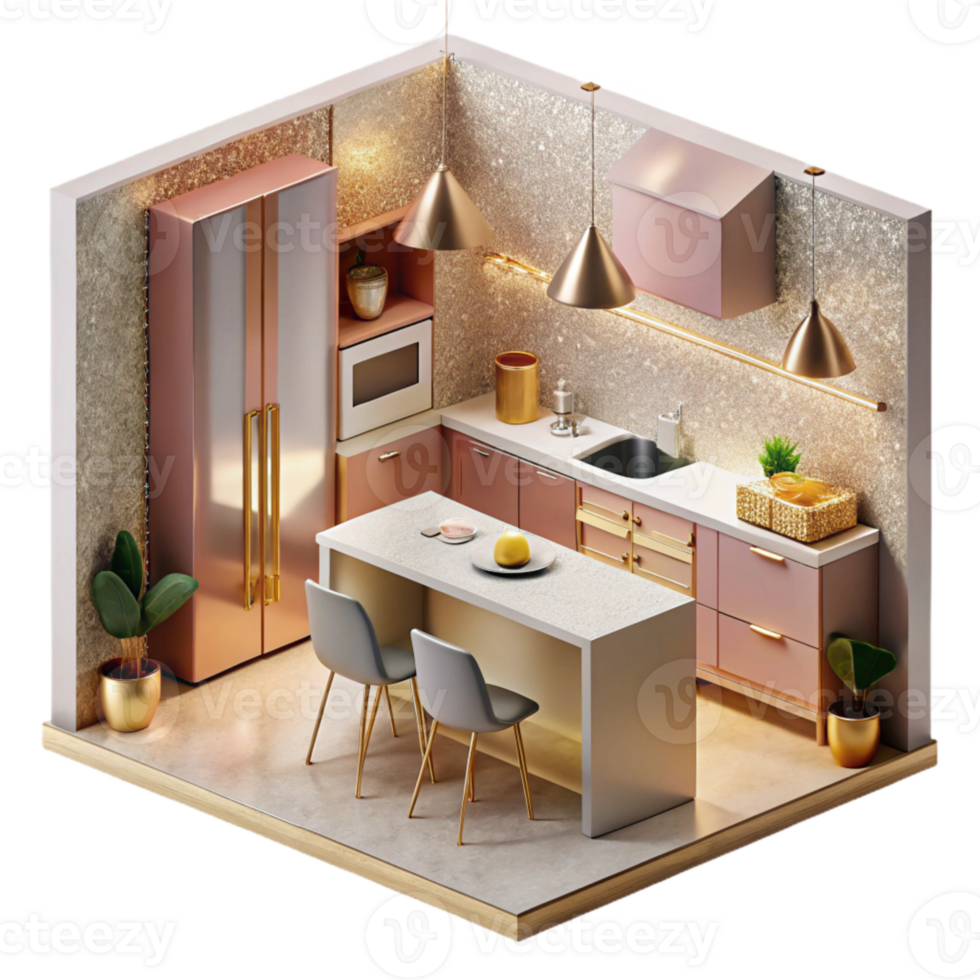 impressive abstract Modern Apartment Interior Kitchen Cutout Residential Design png