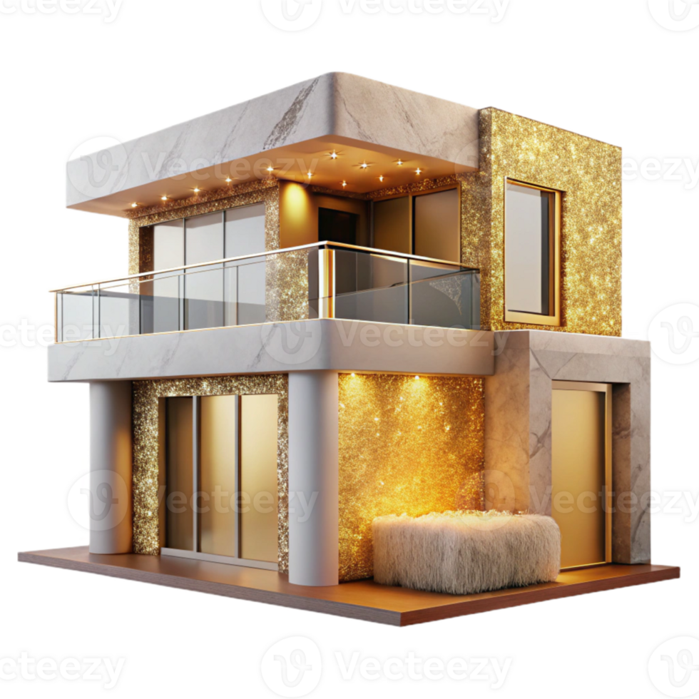 stunning minimalist Modern Home Exterior with Garden Cutout Residential Architecture detailed png