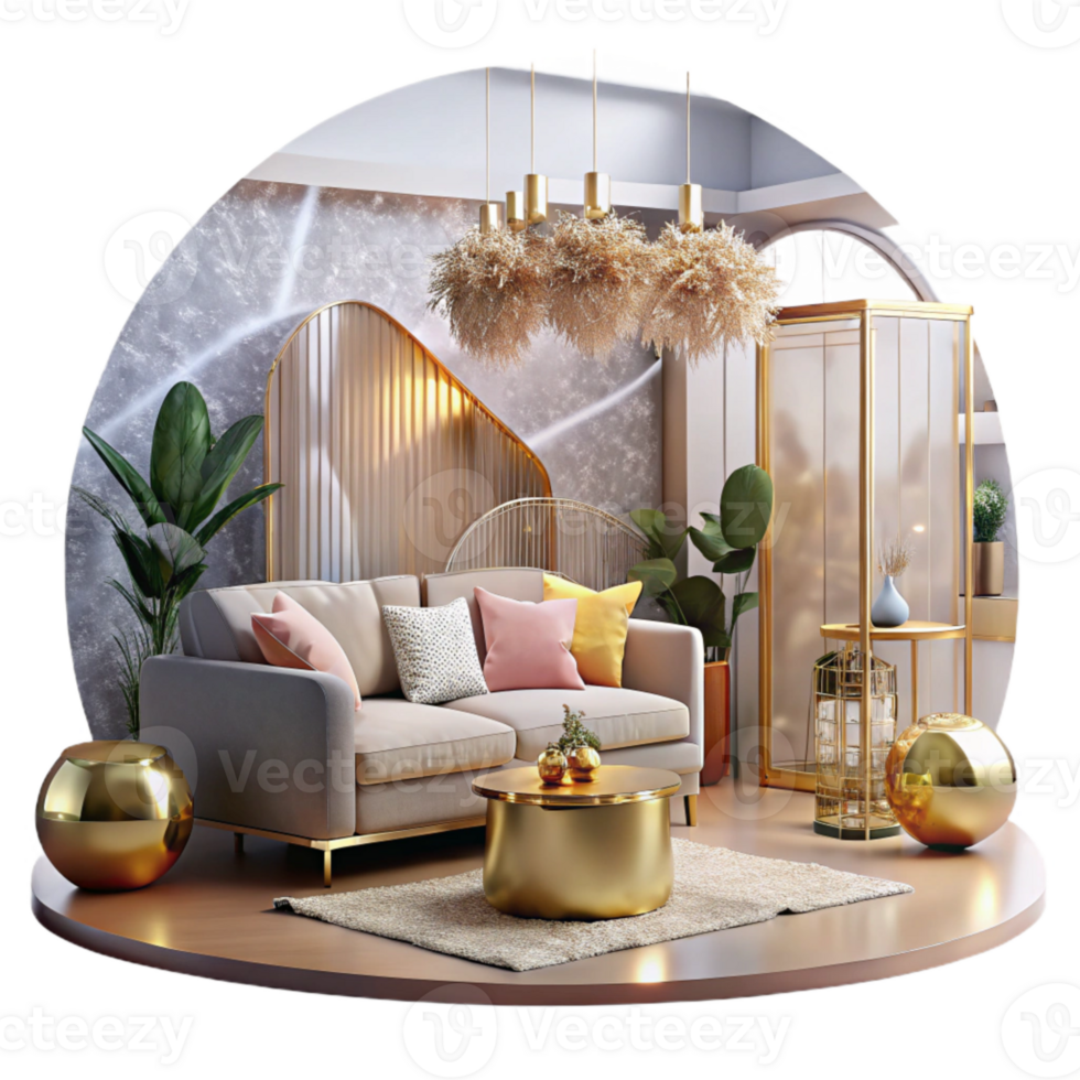 wonderful artistic Modern House Interior Living Room Cutout Residential Design premium png