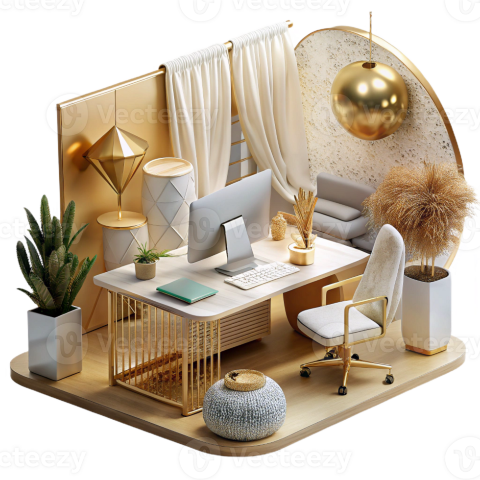 serene vintage Modern Office Interior Design Workspace Transparent for Inspiration professional png