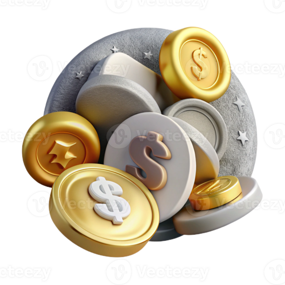 dramatic creative Money Coins Currency Cutout for Financial Literacy professional png