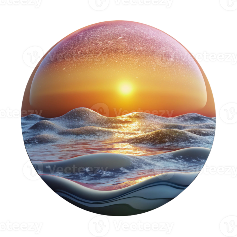 wonderful minimalist Ocean Sunset Transparent Background for Travel Projects high resolution png