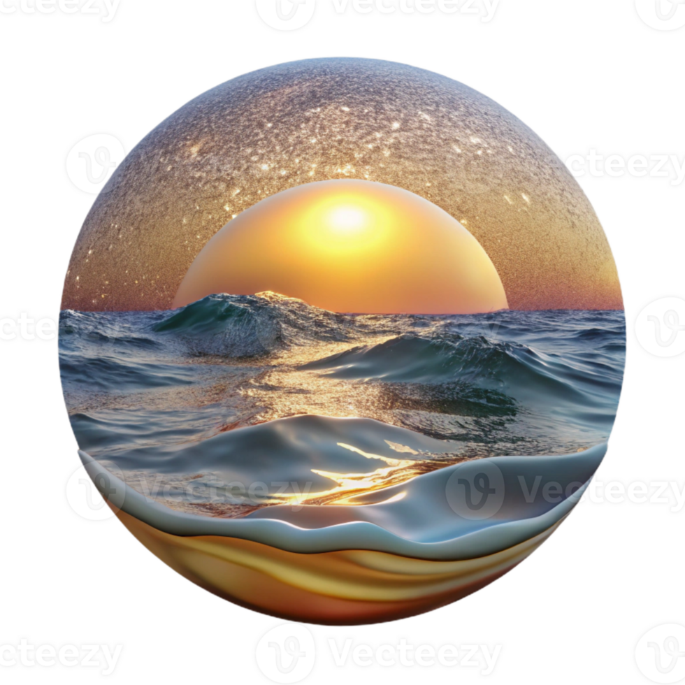 extraordinary rustic Ocean Sunset Transparent Background for Travel Projects high quality png