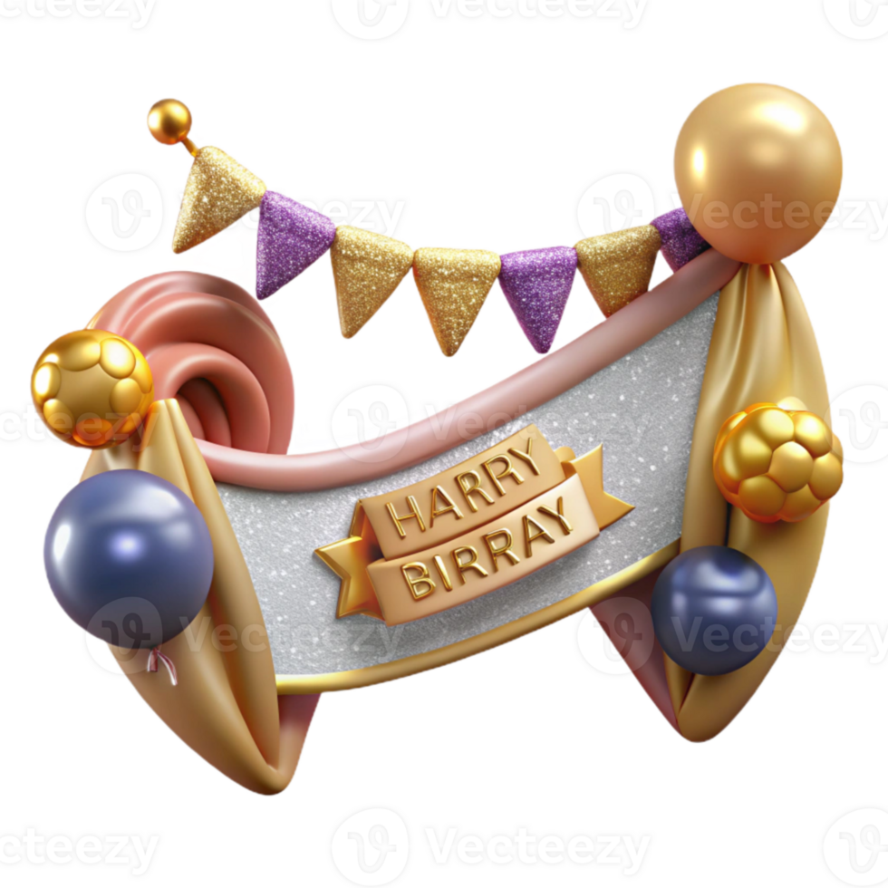 wonderful traditional Party Banner Happy Birthday Text Isolated genuine png