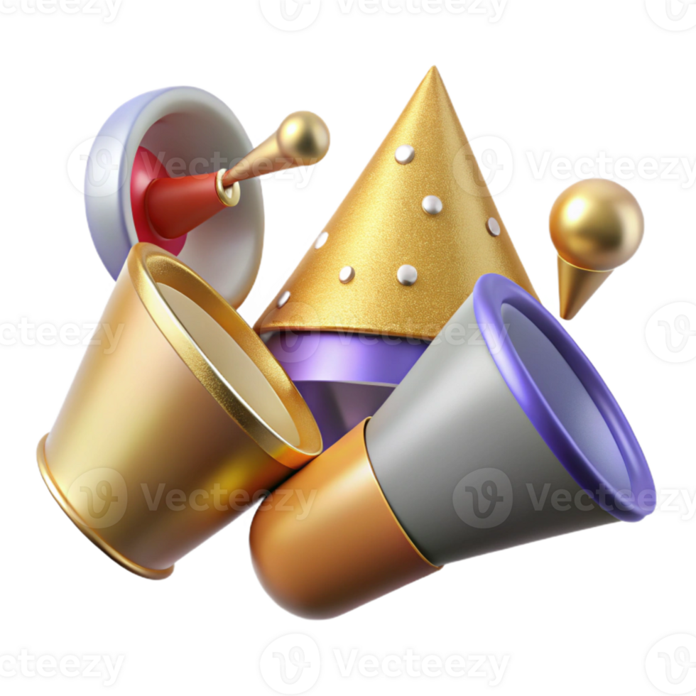 extraordinary creative Party Hats and Noisemakers Cutout for Event Design png