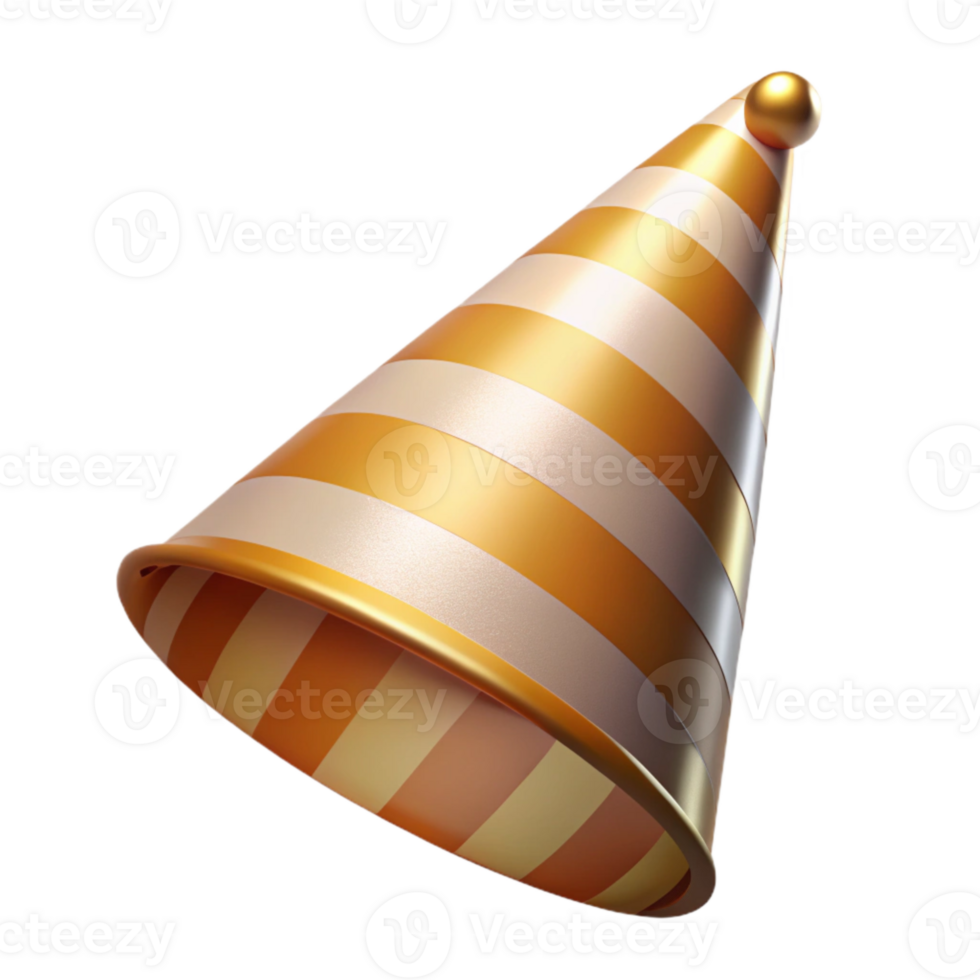 serene minimalist Party Hat Striped Cone Cutout for Invitations premium png