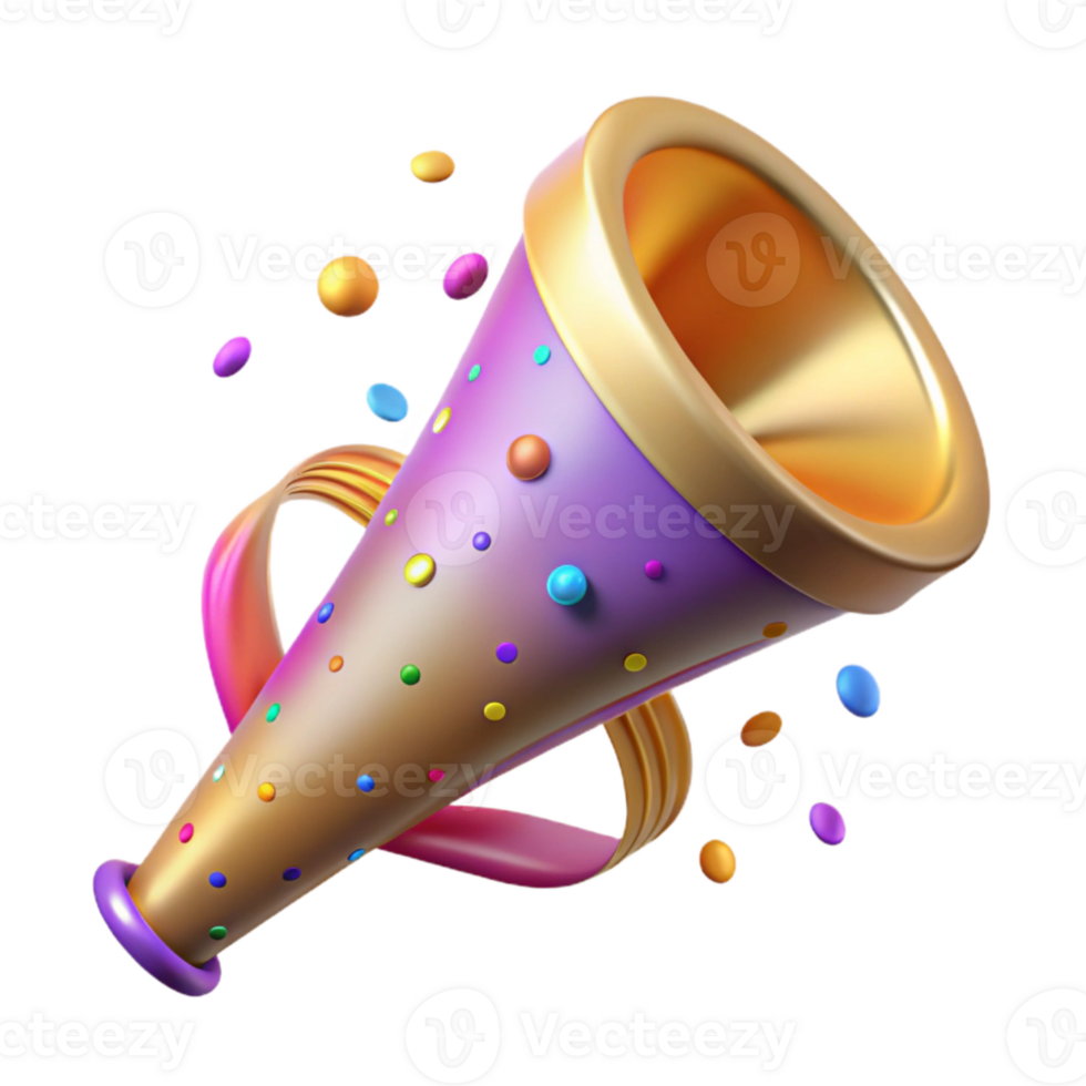 extraordinary rustic Party Horn with Colorful Confetti Cutout exclusive png