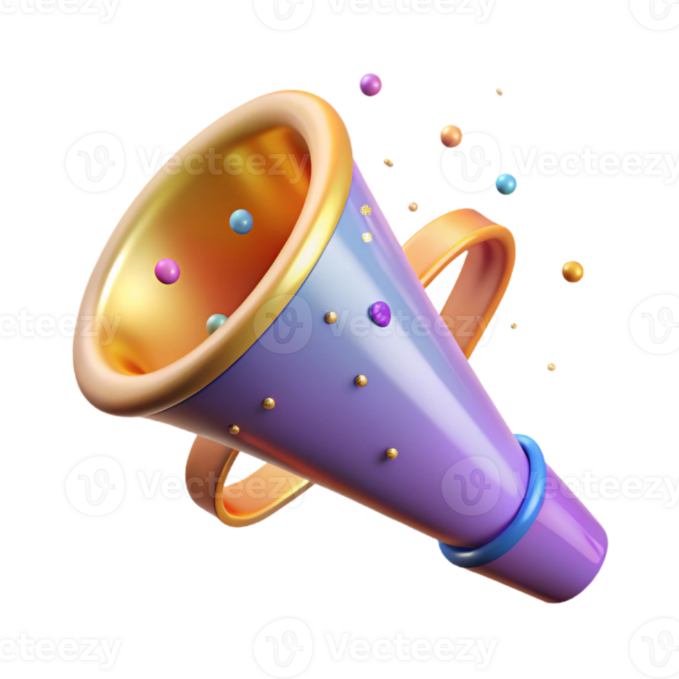 magnificent abstract Party Horn with Confetti Isolated for Birthday Fun high resolution png