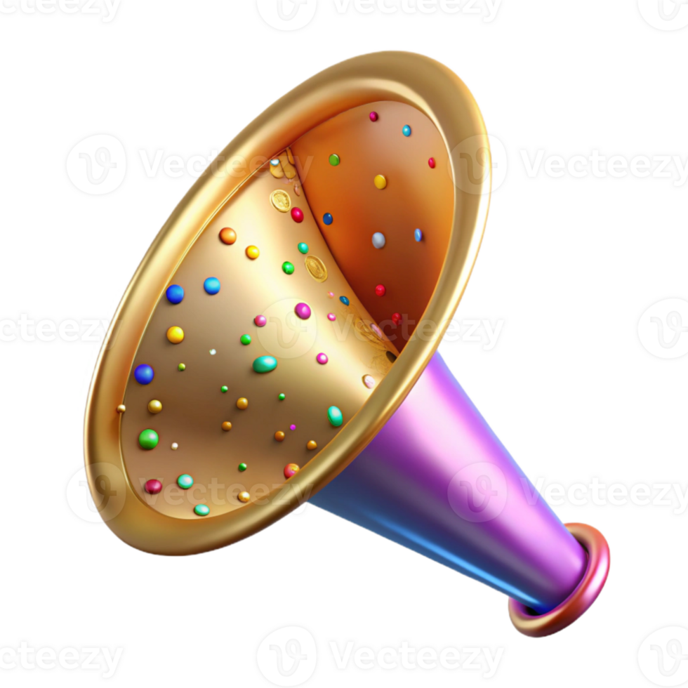 impressive traditional Party Horn with Colorful Confetti Cutout high resolution png