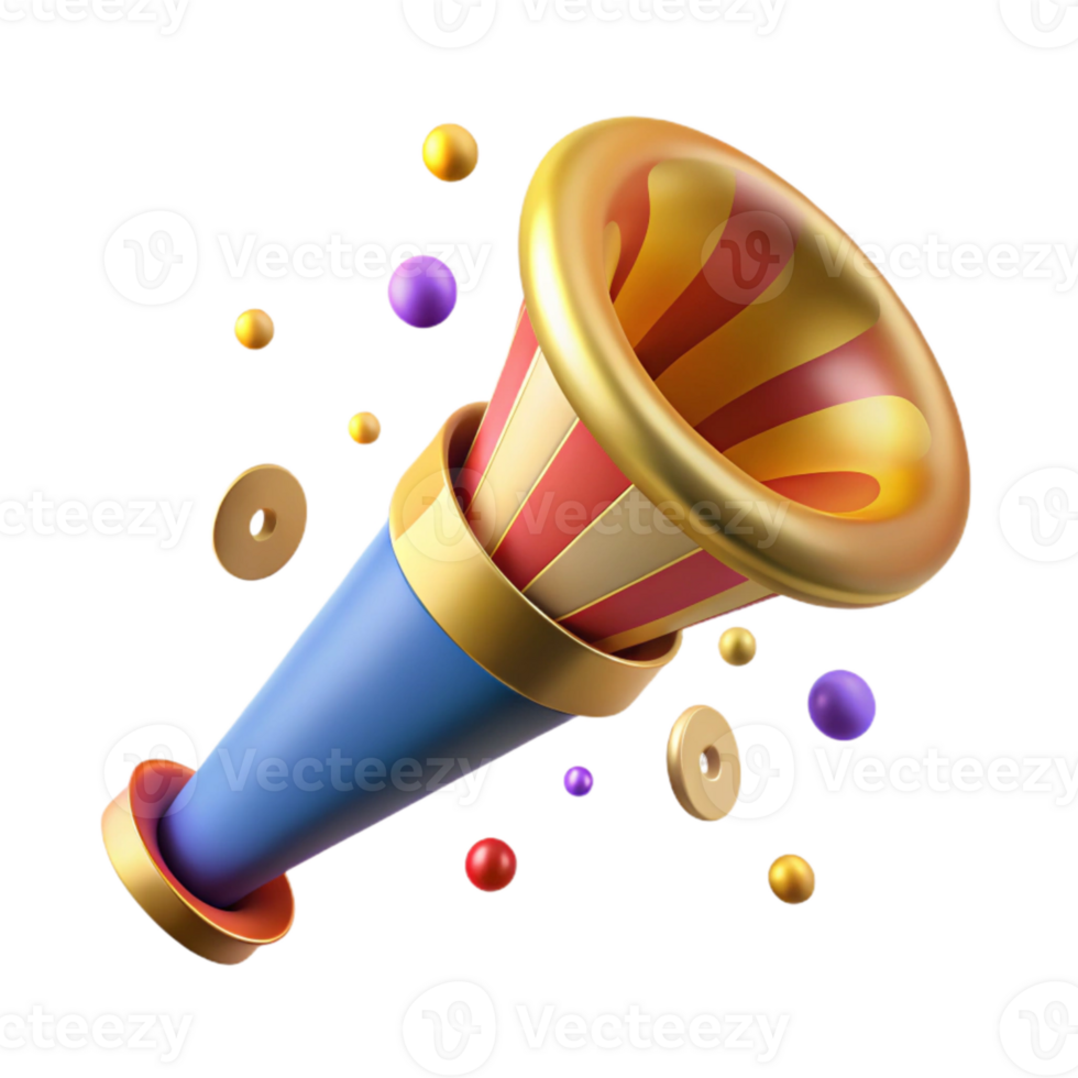 extraordinary vintage Party Horn with Confetti Isolated for Birthday Fun premium png