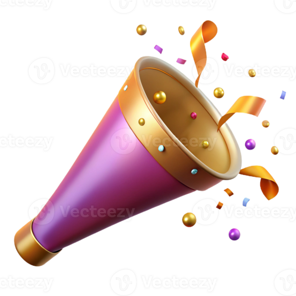 magnificent classic Party Horn with Confetti Isolated for Birthday Fun original png