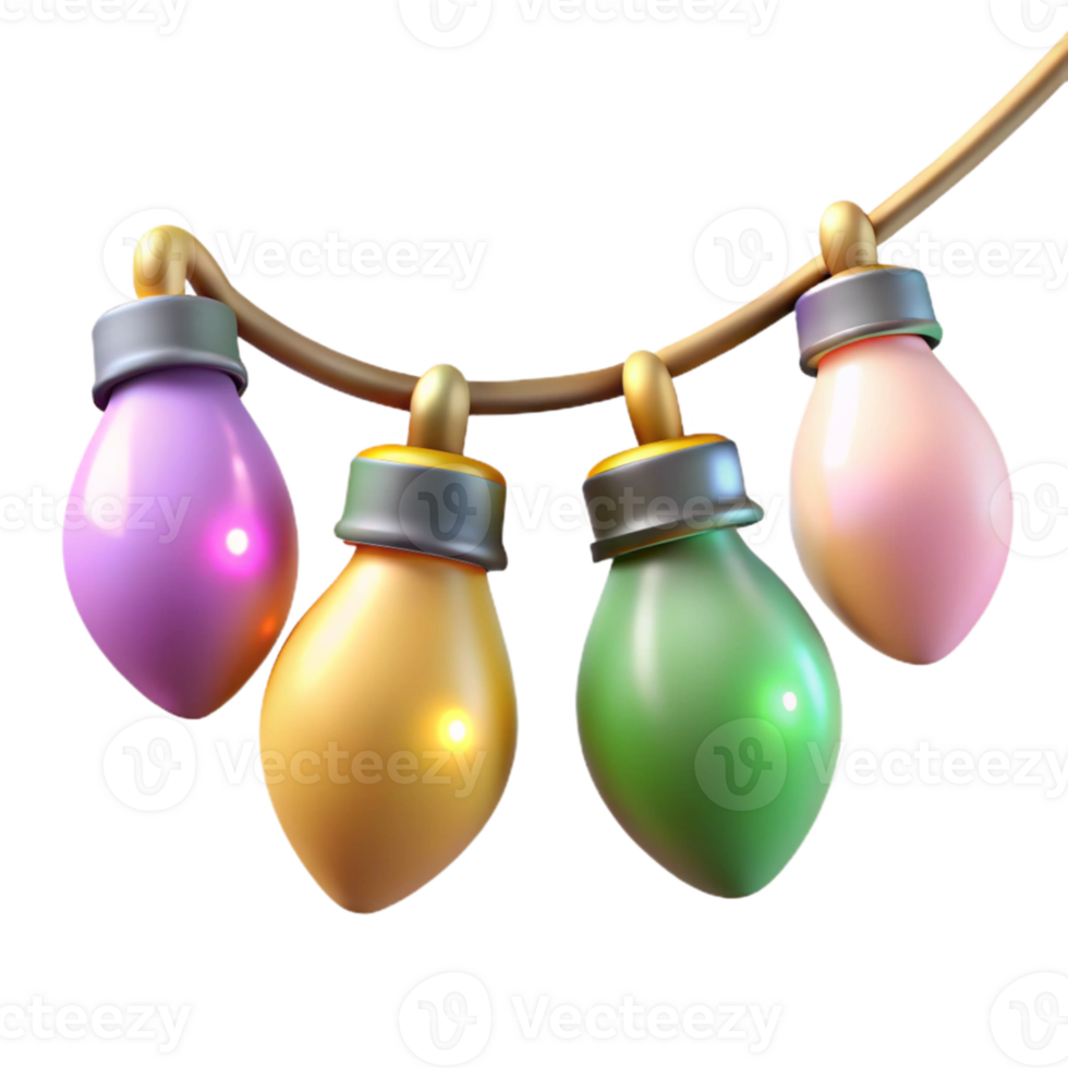impressive minimalist Party Lights String Colorful Bulbs Cutout for Home Decor detailed png