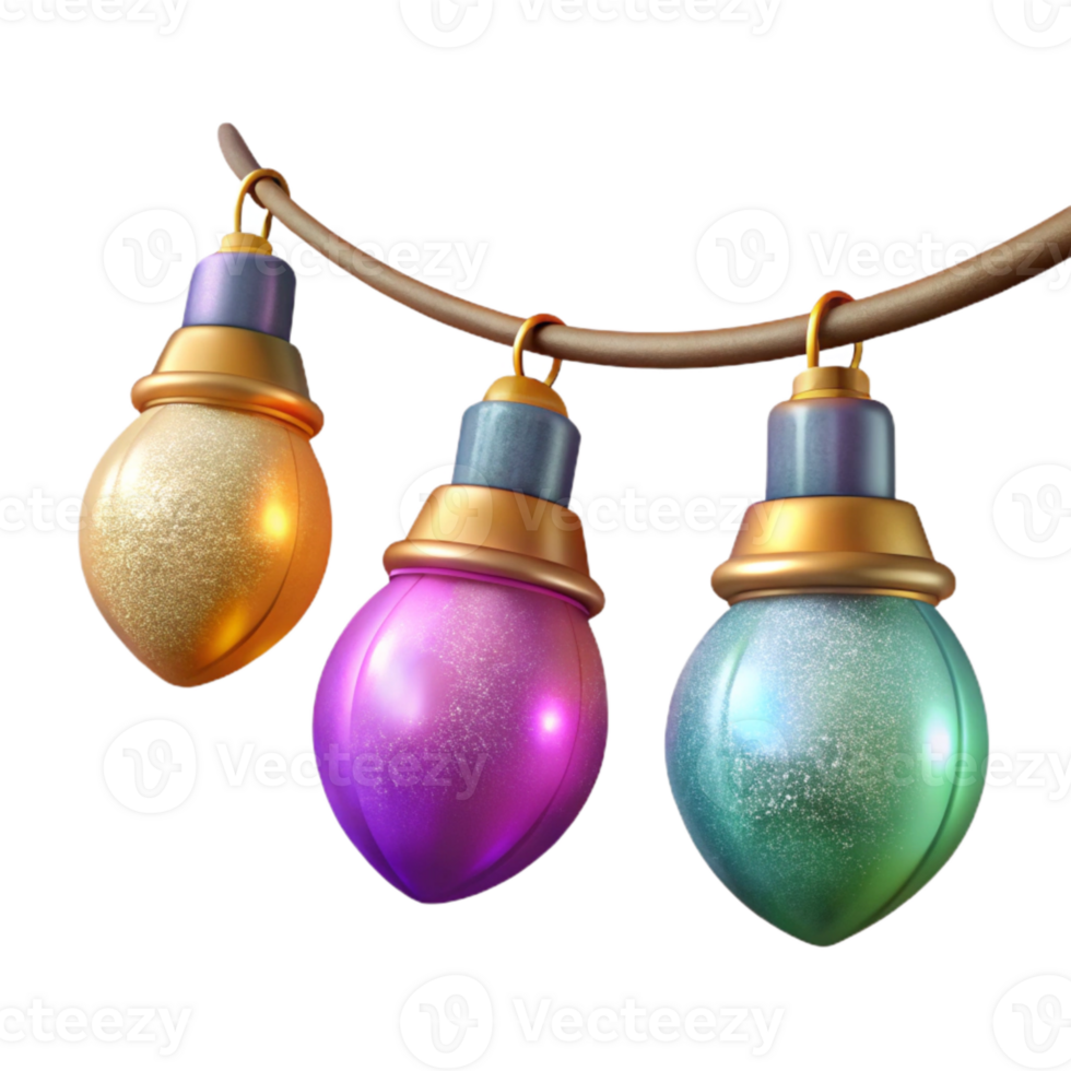 vibrant rustic Party Lights String Colorful Bulbs Cutout for Home Decor premium png