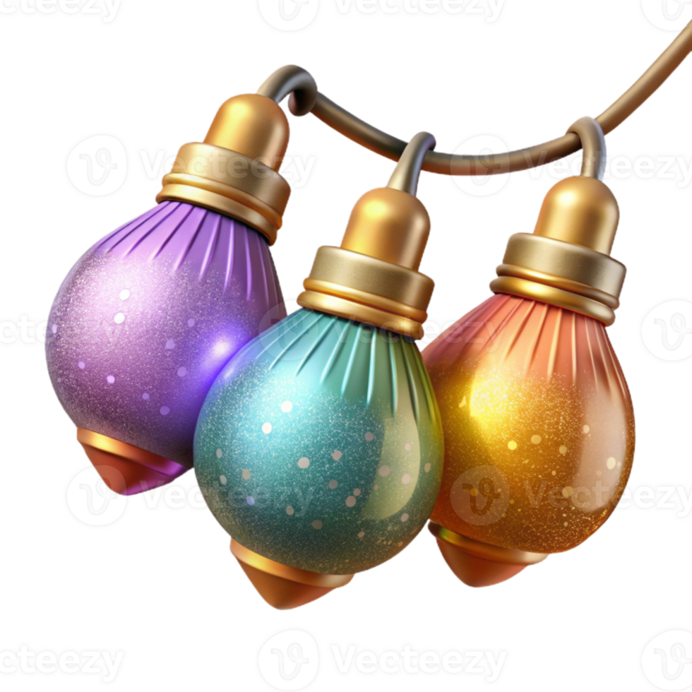 serene creative Party Lights String Colorful Bulbs Cutout for Home Decor detailed png