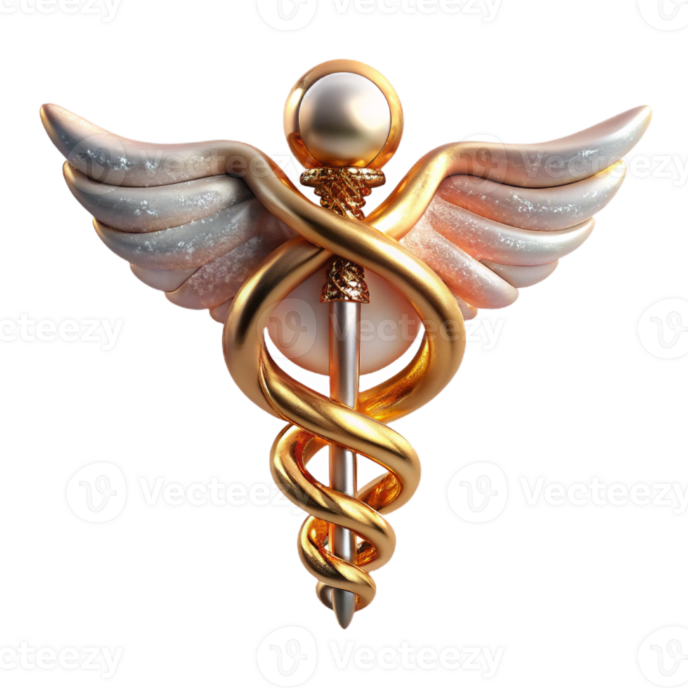 stunning minimalist Pharmacy Caduceus Symbol Transparent Background high quality png