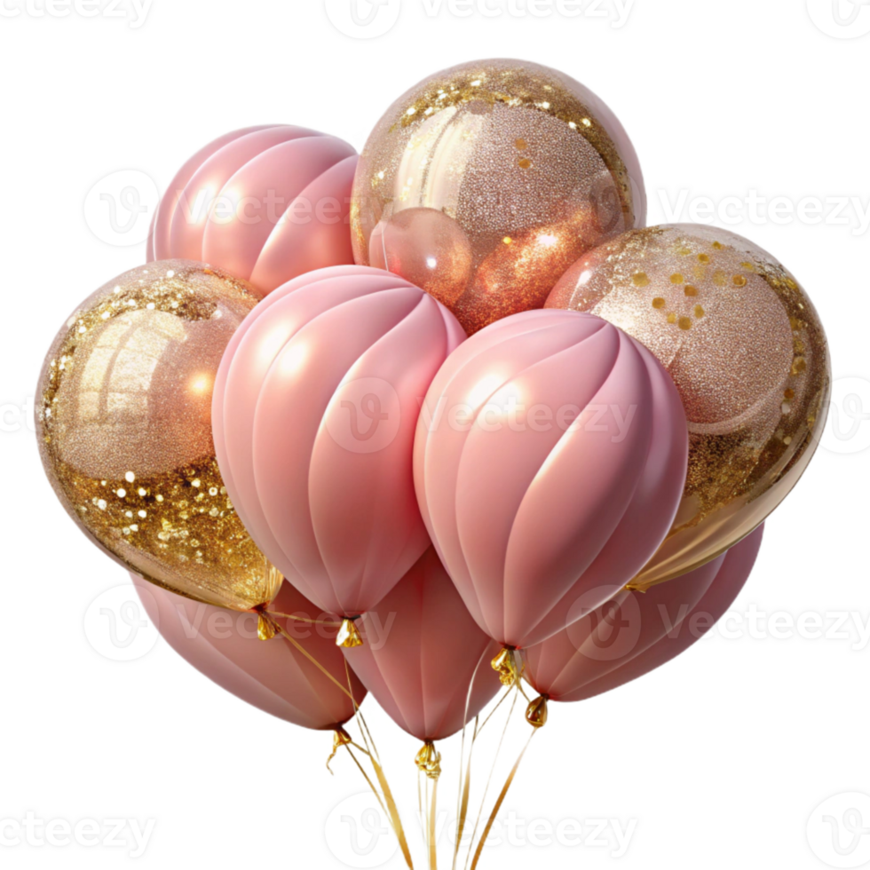 elegant artistic Pink Balloons Celebration Decor Transparent Background high quality png