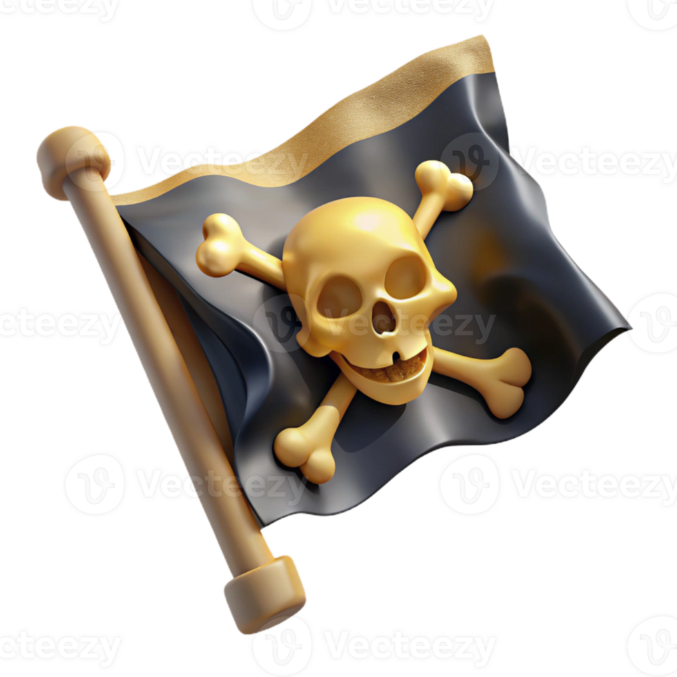 elegant traditional Pirate Flag Skull and Crossbones Isolated Cutout for Halloween authentic png