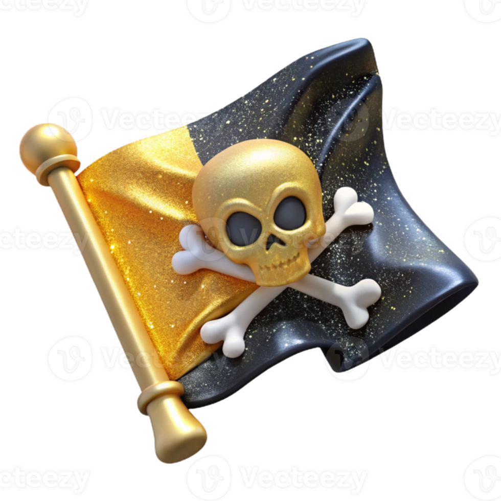 impressive traditional Pirate Flag Skull and Crossbones Isolated Cutout for Halloween professional png