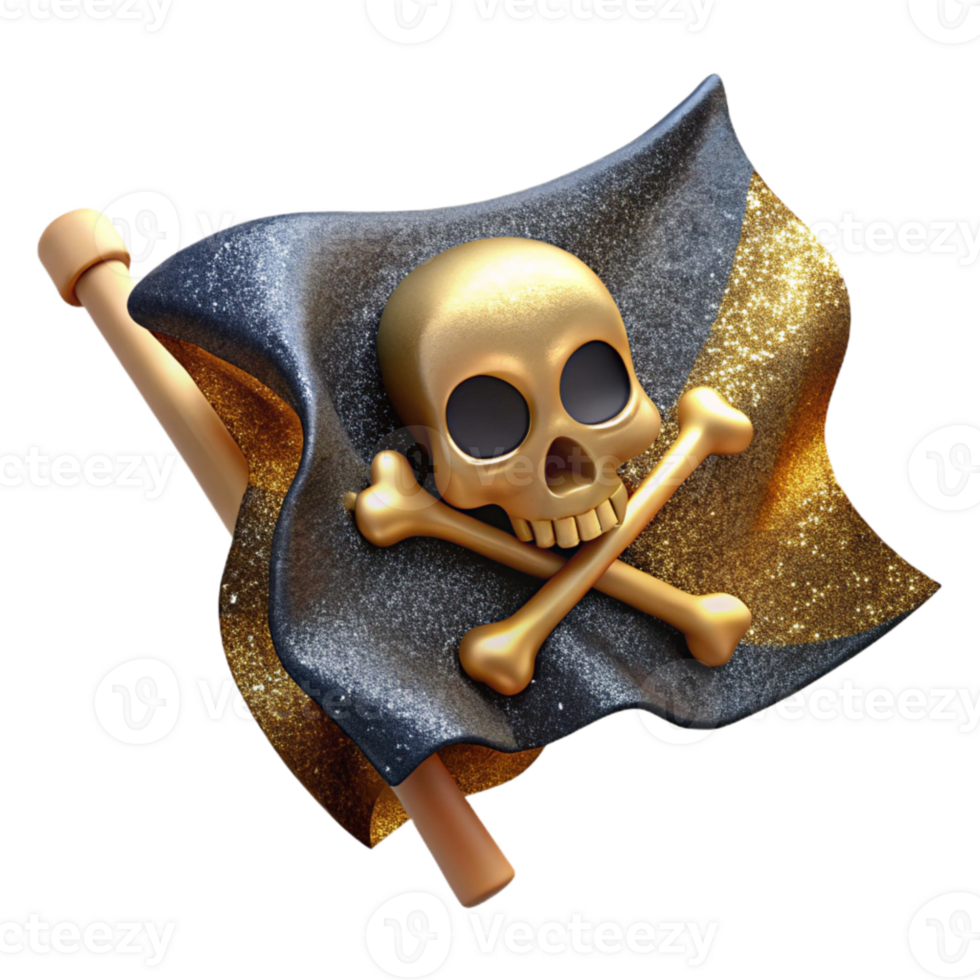 vibrant classic Pirate Flag Skull and Crossbones Isolated Cutout for Halloween high resolution png