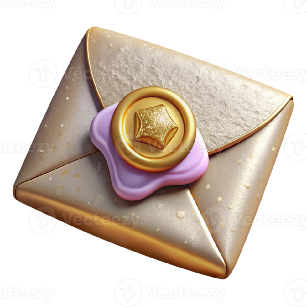 dramatic traditional Realistic Envelope Mockup with Wax Seal Transparent premium png