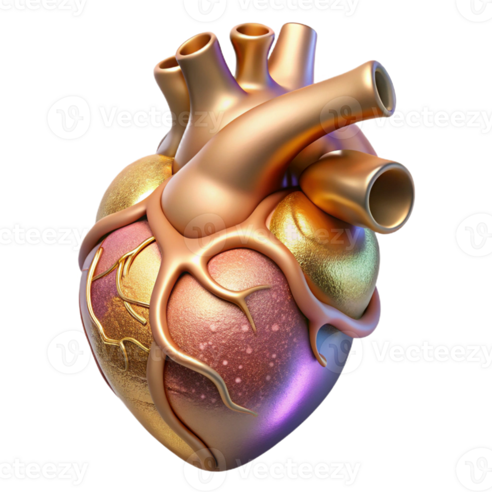 vibrant abstract Realistic Human Heart Anatomy Isolated for Medical Use genuine png