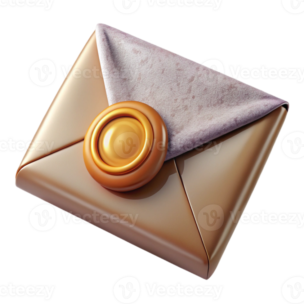 dramatic rustic Realistic Envelope Mockup with Wax Seal Transparent professional png
