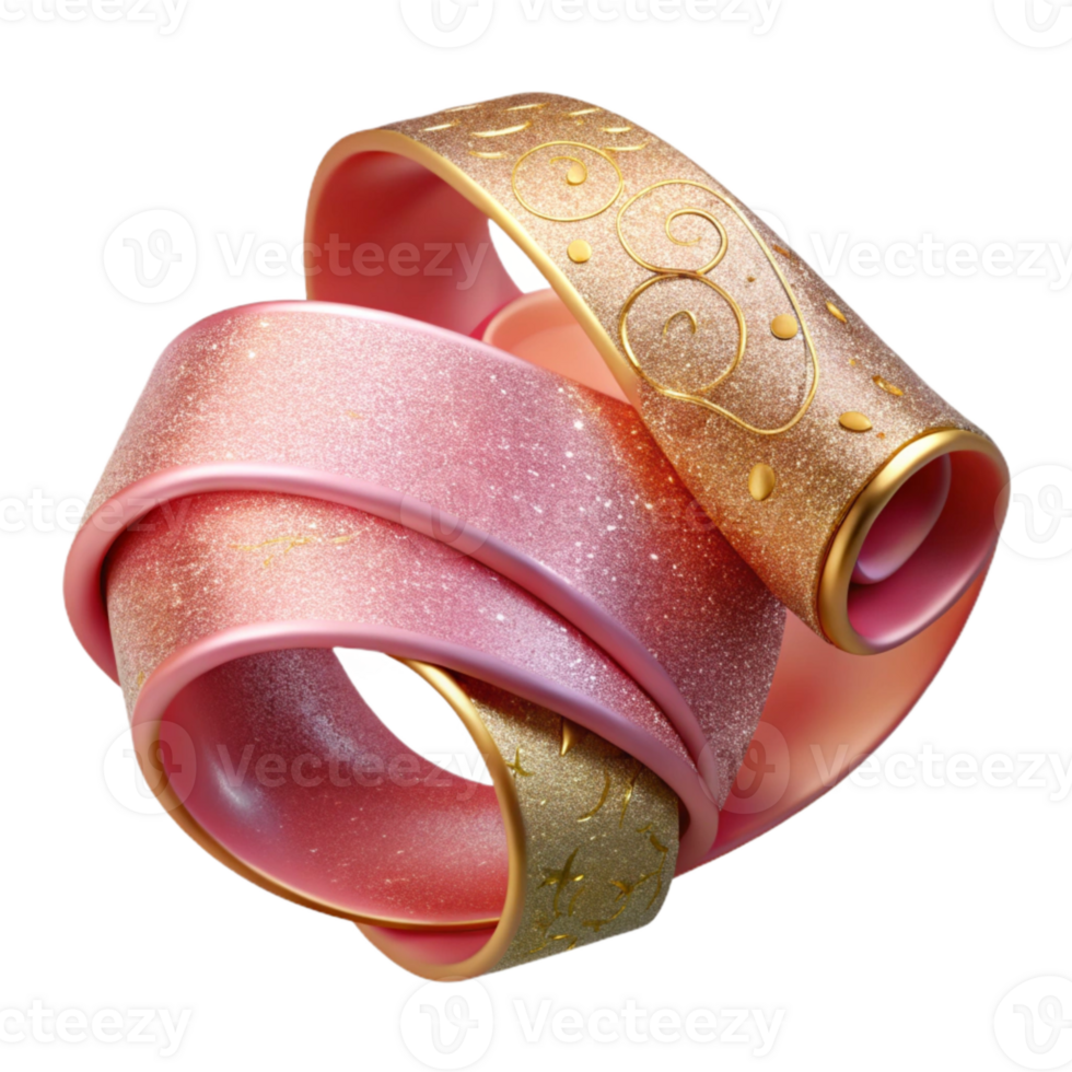 dramatic creative Ribbon Curl Pink Decorative Isolated for Gift Wrapping authentic png