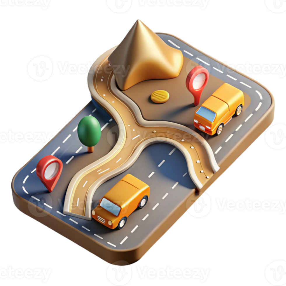 dramatic modern Road Map with Traffic Flow and Congestion Isolated for Transportation Monitoring professional png