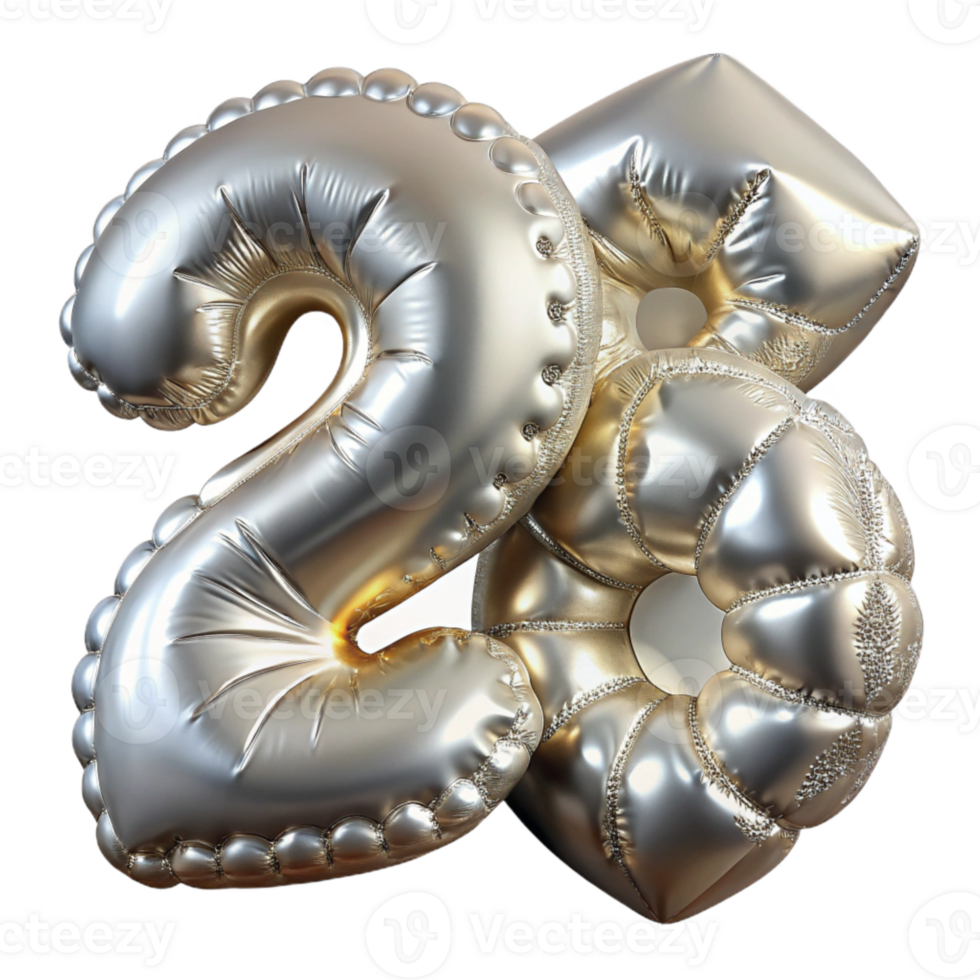 impressive minimalist Silver Anniversary Number Balloons Transparent high resolution png