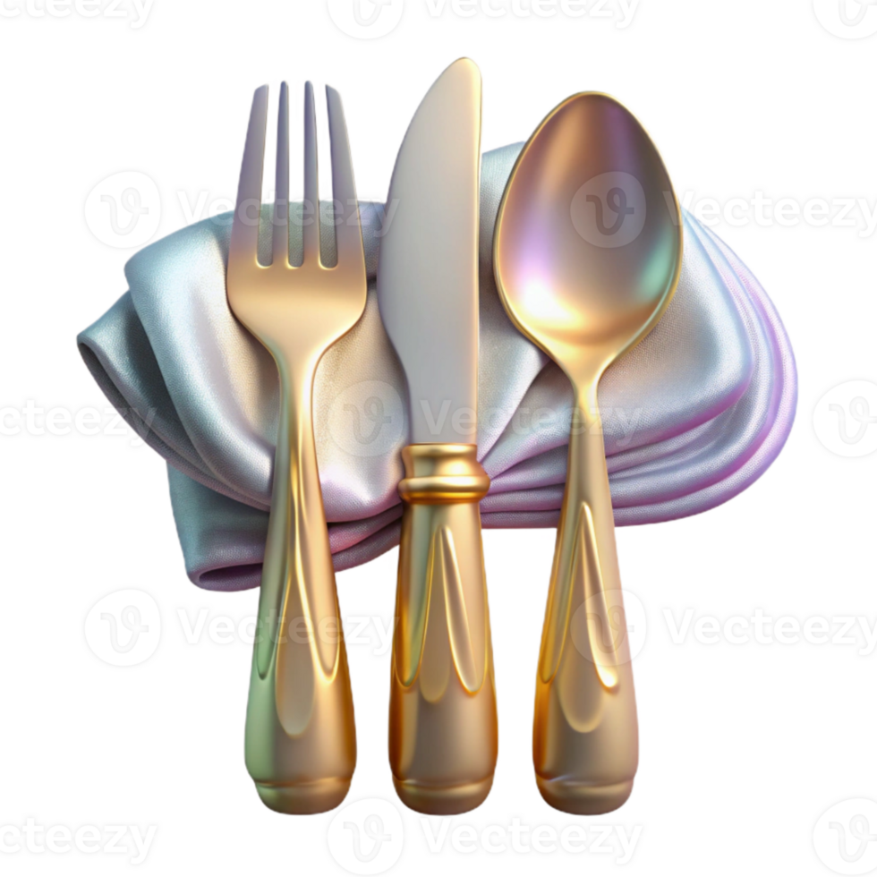 elegant creative Silverware Set Fork Knife Spoon Dining Utensils Stainless Steel Transparent high resolution png