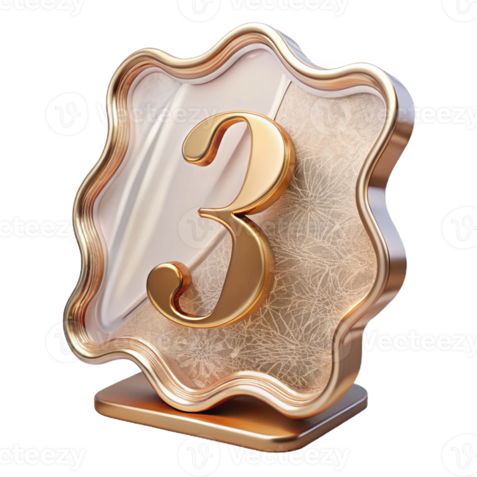 elegant traditional Table Number Card Calligraphy Transparent for Wedding Reception premium png