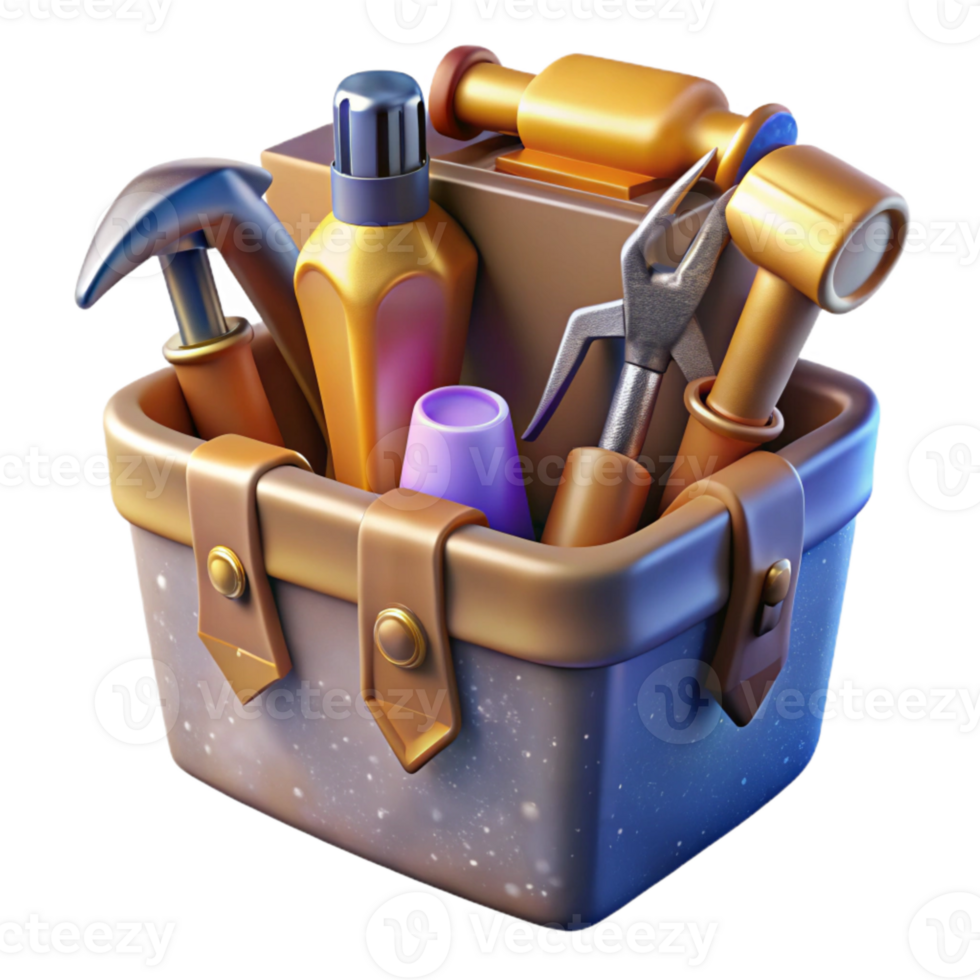 dramatic abstract Toolbox with Tools Hammers Screwdrivers Transparent Construction Kit original png