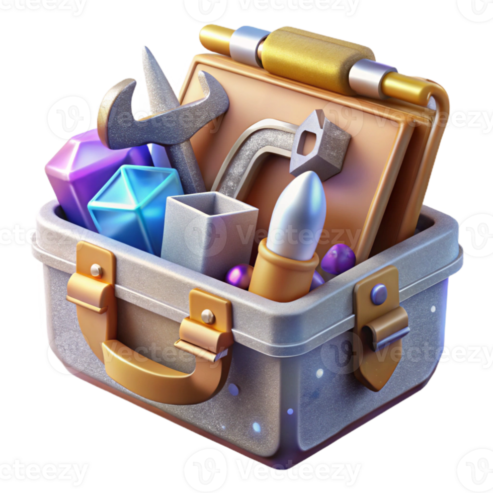 beautiful artistic Toolbox Open with Tools Wrenches Transparent Construction Equipment high quality png