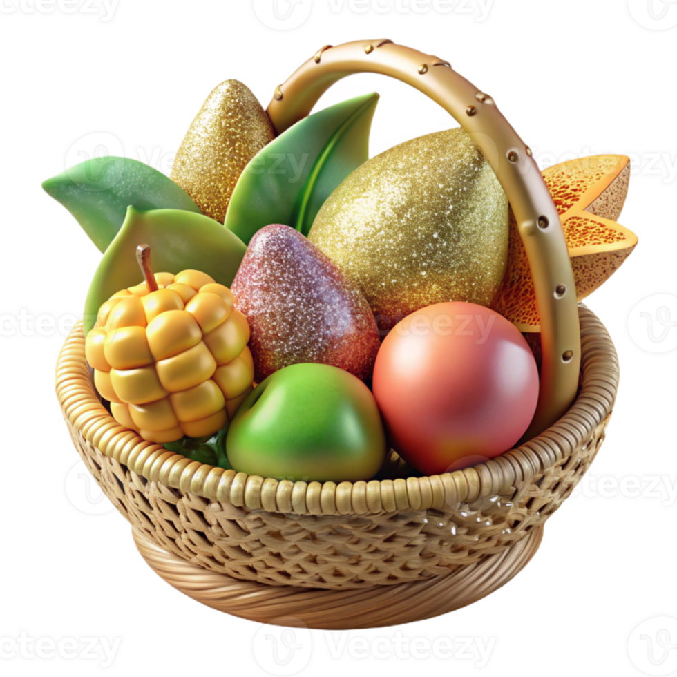 wonderful modern Tropical Fruit Basket Cutout for Food Illustrations high quality png