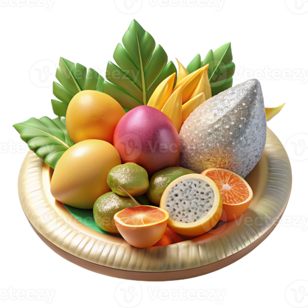 elegant modern Tropical Fruit Platter Cutout for Food Photography detailed png
